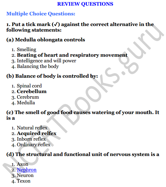 Selina Concise Biology Class 8 ICSE Solutions Chapter 7 Nervous System 1