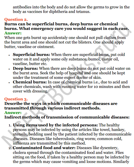 Selina Concise Biology Class 8 ICSE Solutions Chapter 8 Diseases and First Aid 10