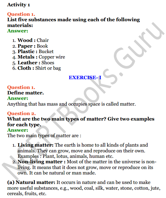Selina Concise Chemistry Class 6 ICSE Solutions Chapter 3 Matter 1