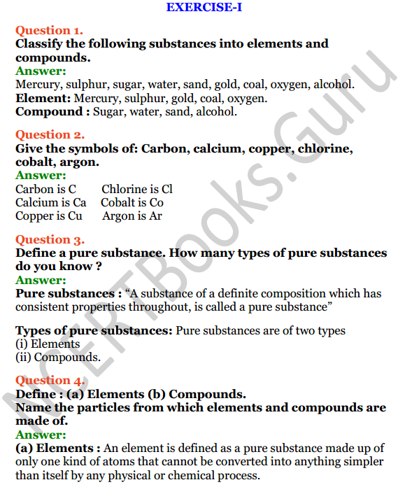 Selina Concise Chemistry Class 6 ICSE Solutions Chapter 4 Elements, Compounds, Symbols and Formulae 1