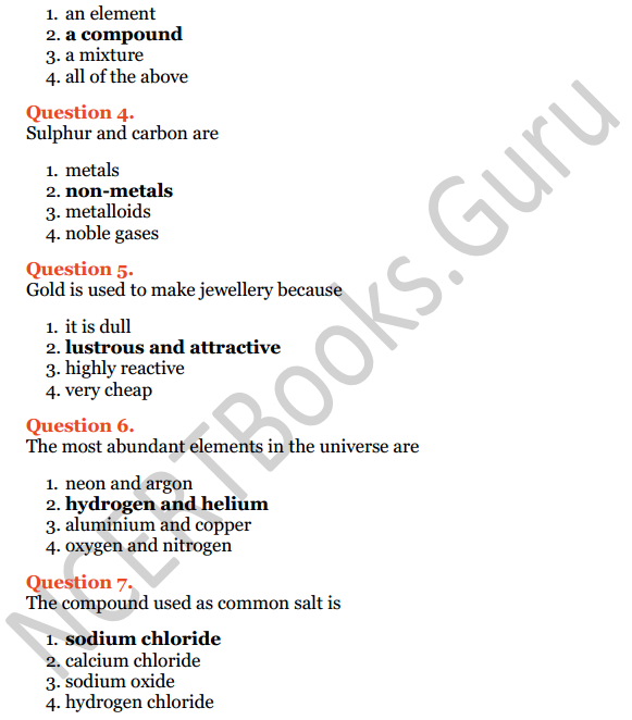 Selina Concise Chemistry Class 6 ICSE Solutions Chapter 4 Elements, Compounds, Symbols and Formulae 15