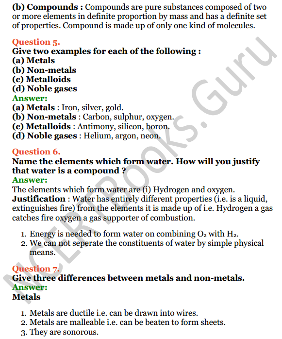 Selina Concise Chemistry Class 6 ICSE Solutions Chapter 4 Elements, Compounds, Symbols and Formulae 2