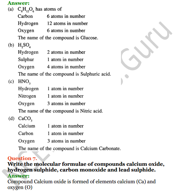 Selina Concise Chemistry Class 6 ICSE Solutions Chapter 4 Elements, Compounds, Symbols and Formulae 8