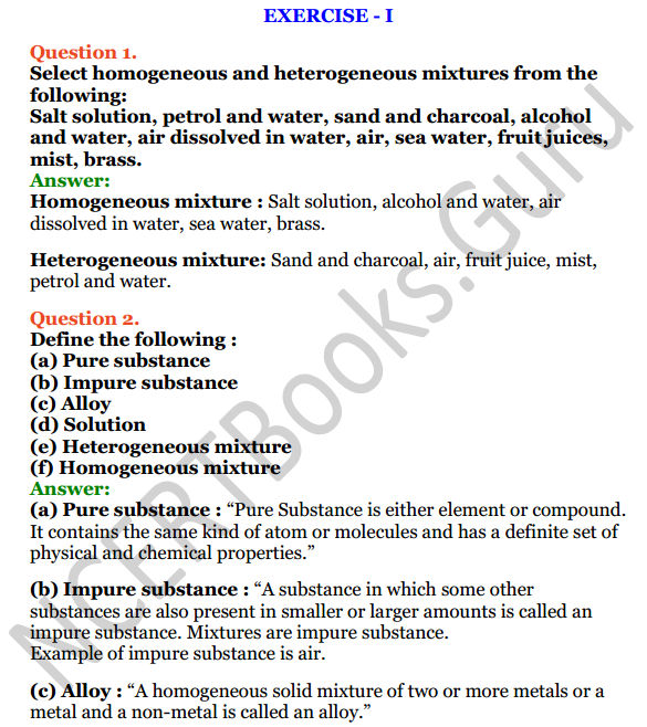 Selina Concise Chemistry Class 6 ICSE Solutions Chapter 5 Pure Substances and Mixtures, Separation of Mixtures 1