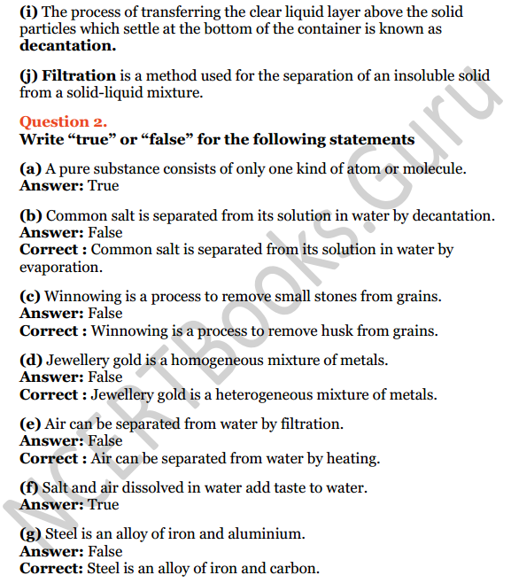 Selina Concise Chemistry Class 6 ICSE Solutions Chapter 5 Pure Substances and Mixtures, Separation of Mixtures 10