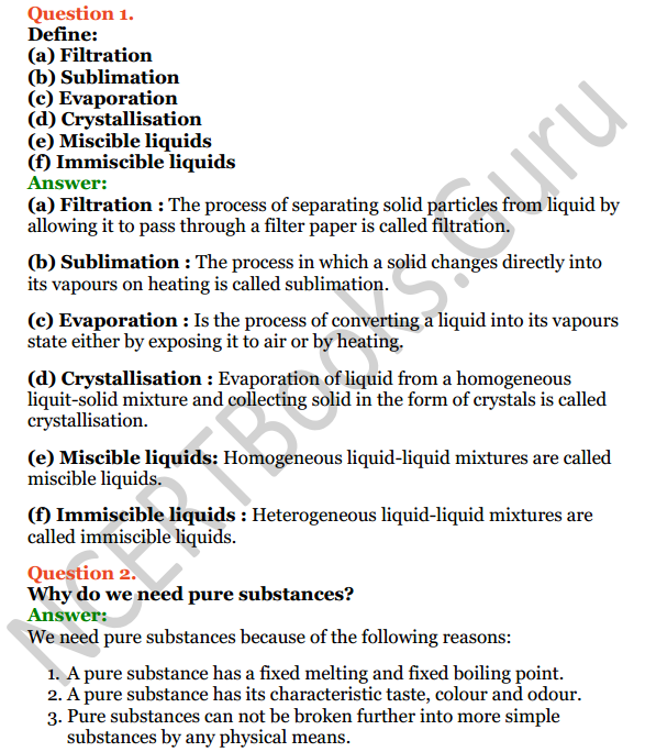 Selina Concise Chemistry Class 6 ICSE Solutions Chapter 5 Pure Substances and Mixtures, Separation of Mixtures 6