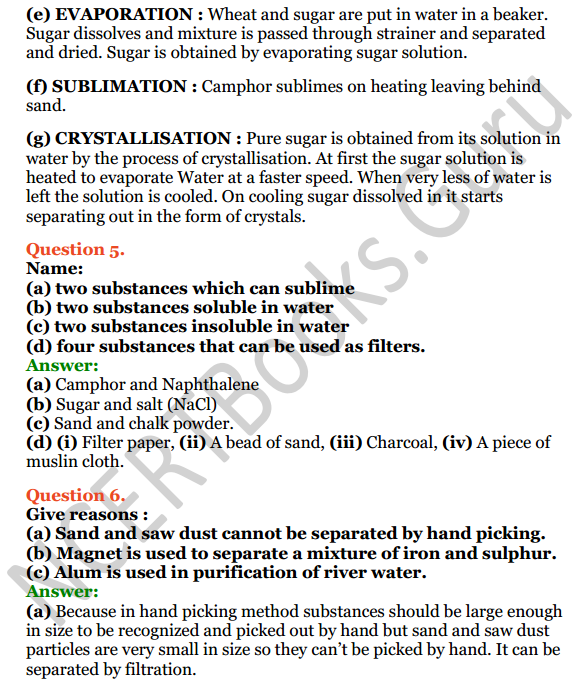 Selina Concise Chemistry Class 6 ICSE Solutions Chapter 5 Pure Substances and Mixtures, Separation of Mixtures 8