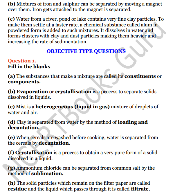 Selina Concise Chemistry Class 6 ICSE Solutions Chapter 5 Pure Substances and Mixtures, Separation of Mixtures 9