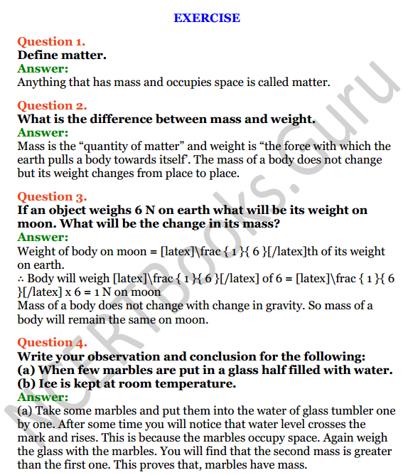 Selina Concise Chemistry Class 7 ICSE Solutions Chapter 1 Matter and Its Composition 1