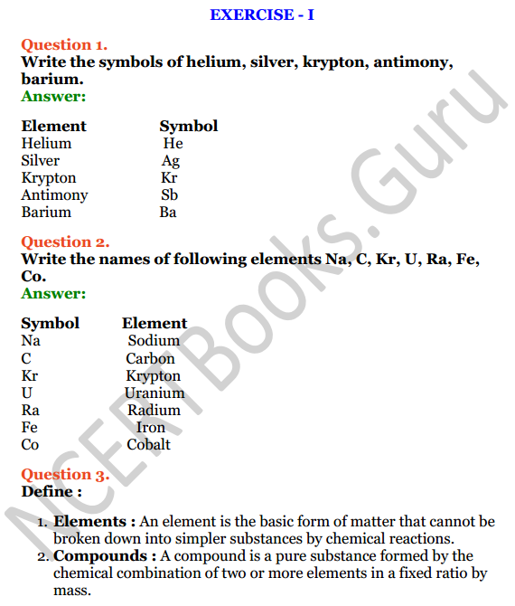 Selina Concise Chemistry Class 7 ICSE Solutions Chapter 3 Elements, Compounds and Mixtures 1