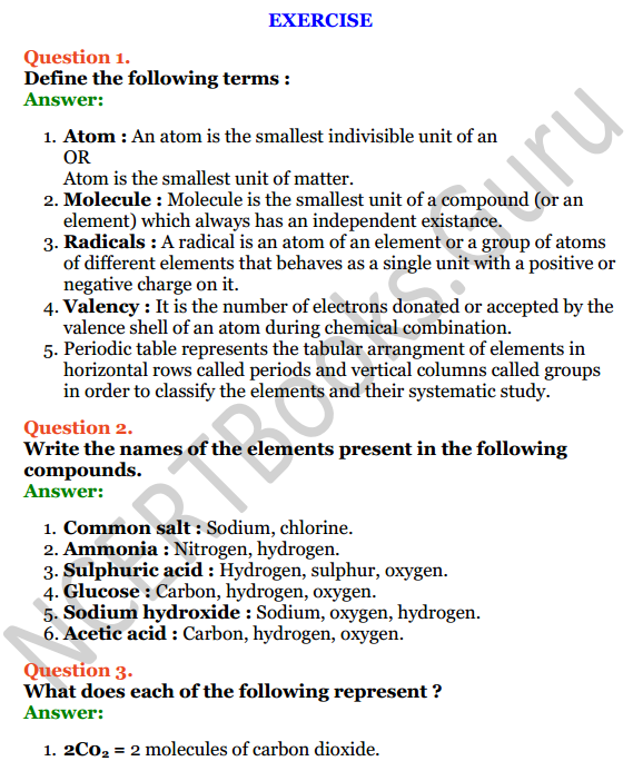 Selina Concise Chemistry Class 7 ICSE Solutions Chapter 4 Atoms, Molecules and Radicals 1