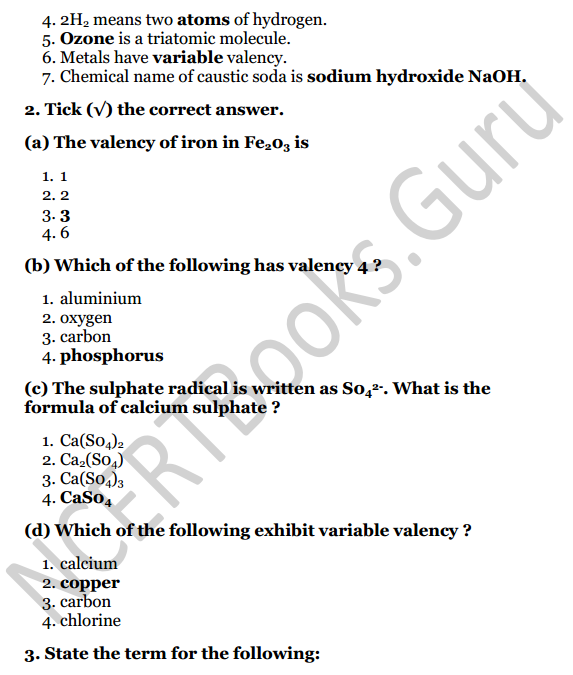 Selina Concise Chemistry Class 7 ICSE Solutions Chapter 4 Atoms, Molecules and Radicals 7