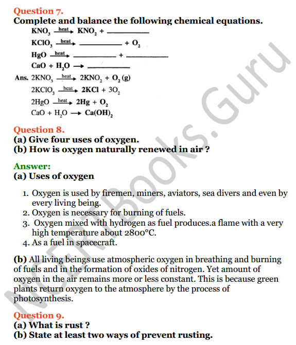 Selina Concise Chemistry Class 7 ICSE Solutions Chapter 7 Air and Atmosphere 9