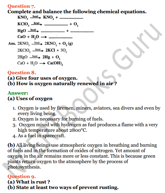 Selina Concise Chemistry Class 7 ICSE Solutions Chapter 7 Air and