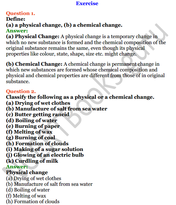 Selina Concise Chemistry Class 8 ICSE Solutions Chapter 2 Physical and Chemical Changes 1