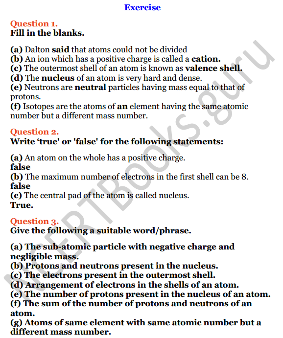 Selina Concise Chemistry Class 8 ICSE Solutions Chapter 4 Atomic Structure 1