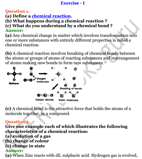 Selina Concise Chemistry Class 8 ICSE Solutions Chapter 6 Chemical Reactions 1