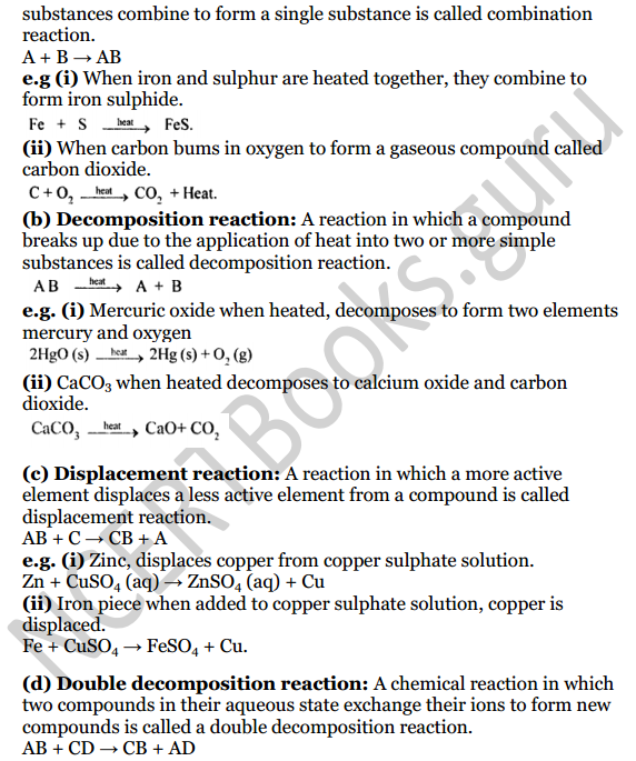 Selina Concise Chemistry Class 8 ICSE Solutions Chapter 6 Chemical Reactions 10