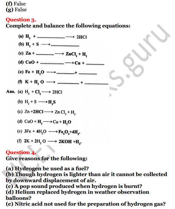 Selina Concise Chemistry Class 8 ICSE Solutions Chapter 7 Hydrogen 2