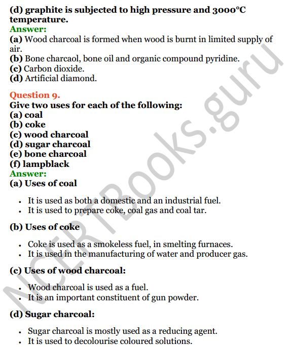 Selina Concise Chemistry Class 8 ICSE Solutions Chapter 9 Carbon and Its Compounds 10