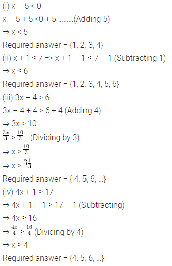 Selina Concise Mathematics Class 8 ICSE Solutions Chapter 15 Linear Inequations (Including Number Lines) Ex 15A 1
