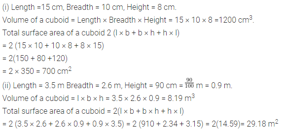 Selina Concise Mathematics Class 8 ICSE Solutions Chapter 21 Surface Area, Volume and Capacity (Cuboid, Cube and Cylinder) Ex 21A 1