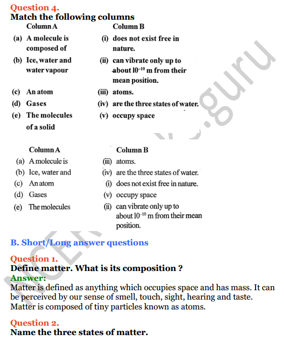 Selina Concise Physics Class 6 ICSE Solutions Chapter 1 Matter 3