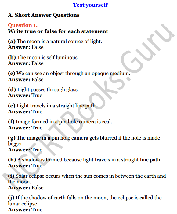 Selina Concise Physics Class 6 ICSE Solutions Chapter 5 Light 1