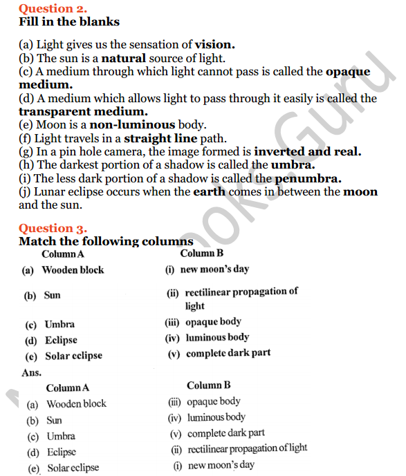 Selina Concise Physics Class 6 ICSE Solutions Chapter 5 Light 2