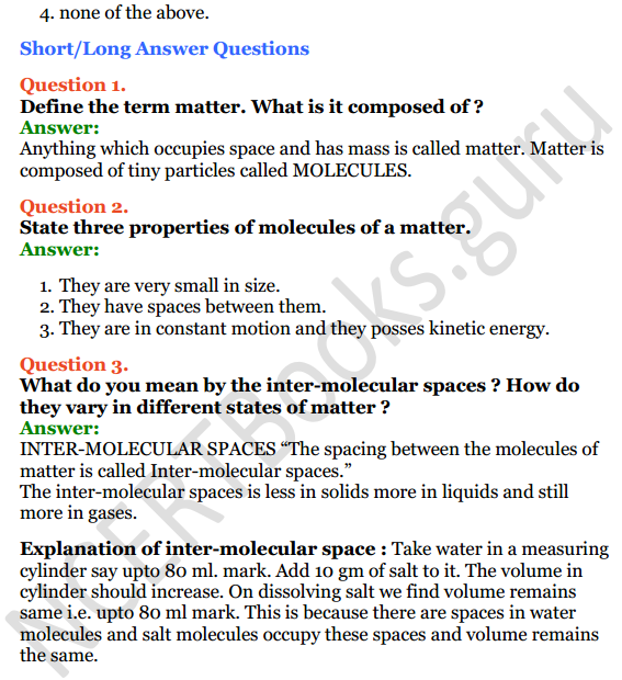 Selina Concise Physics Class 8 ICSE Solutions Chapter 1 Matter 5