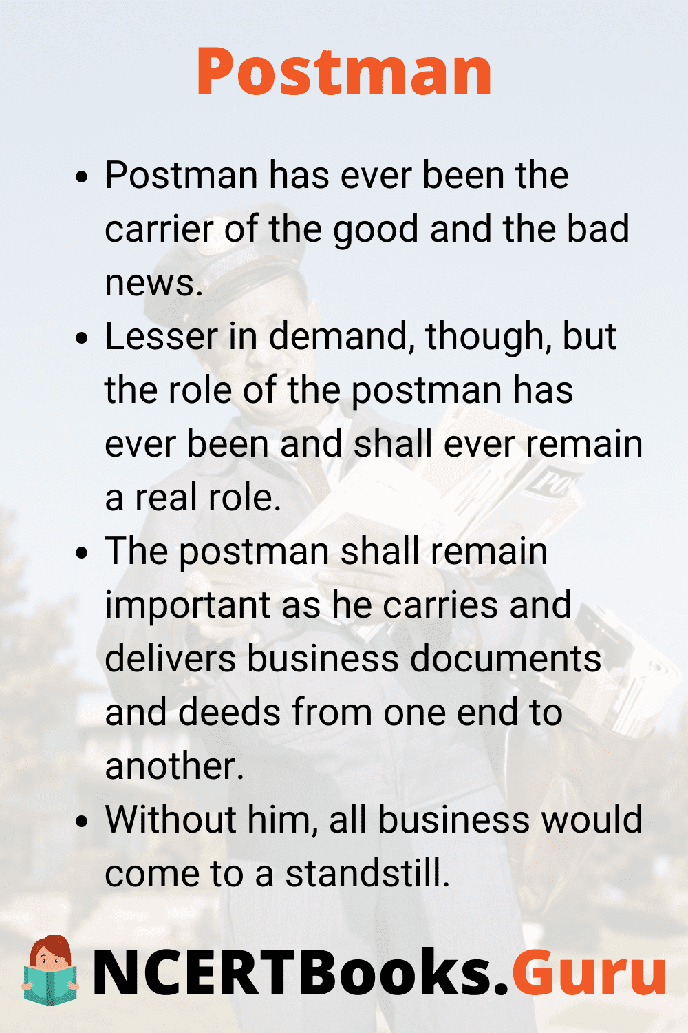 the postman essay in english 500 words