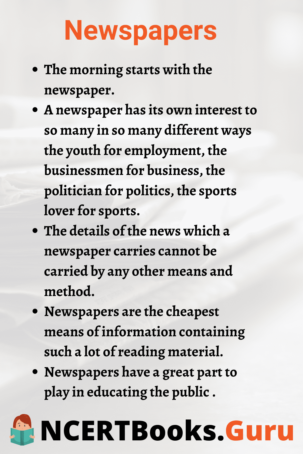Points to remember in Newspaper Essay