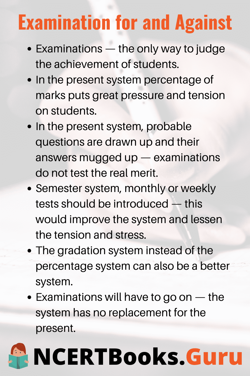 essay on exam for class 3