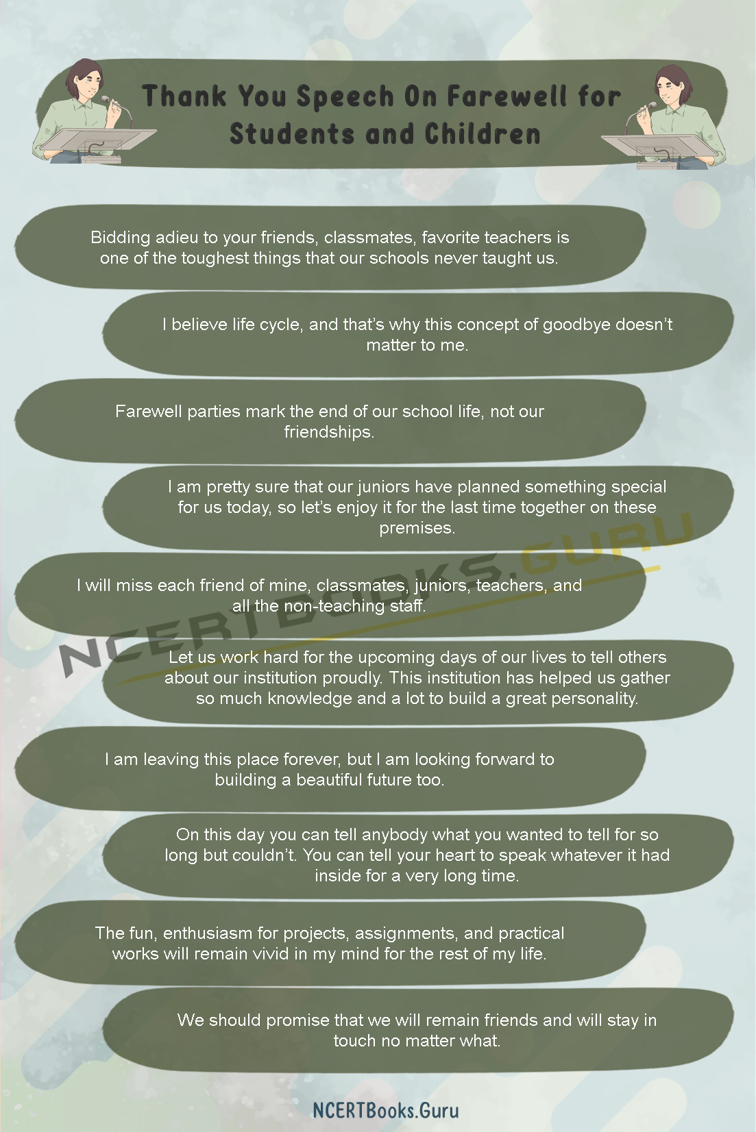 Thank You Speech On Farewell for Students and Children in English - NCERT Books Thank You Speech On Farewell for Students and Children in English - NCERT Books
