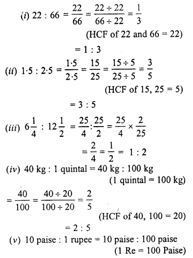 Selina Concise Mathematics Class 7 ICSE Solutions Chapter 6 Ratio and Proportion (Including Sharing in a Ratio) Ex 6A 1