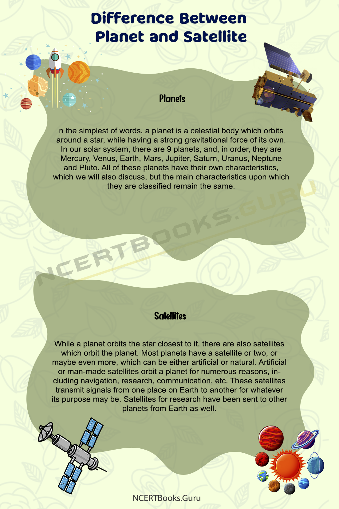 Difference Between palnet and satelite