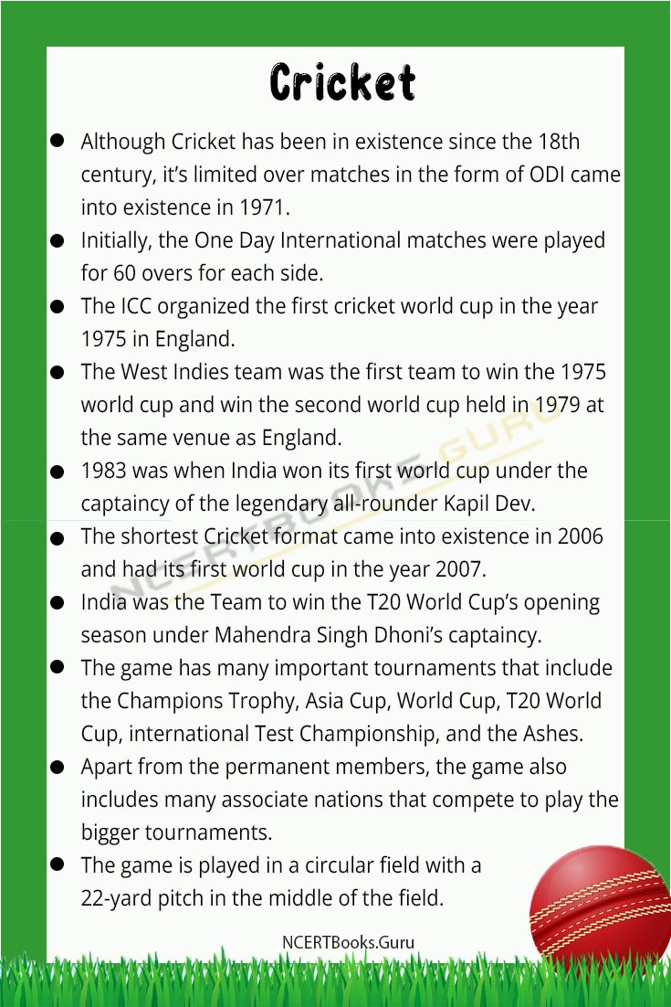 10 Lines on Cricket 2