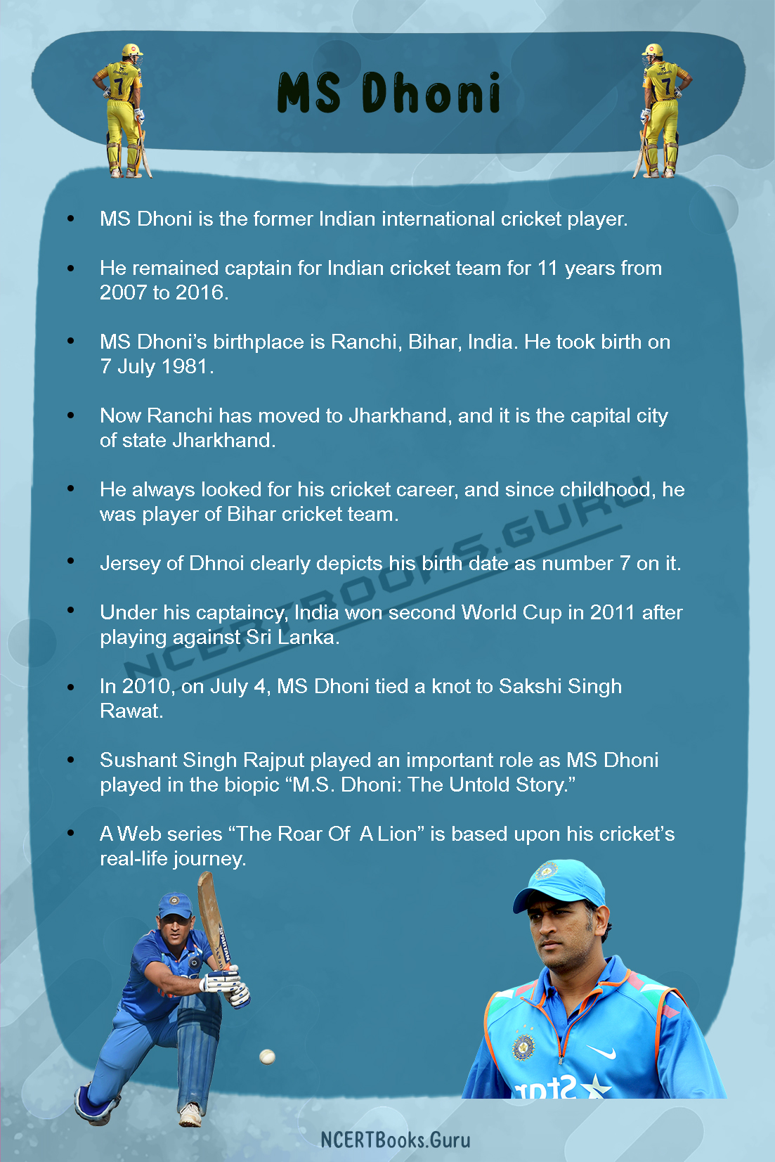 10 Lines on MS Dhoni 1