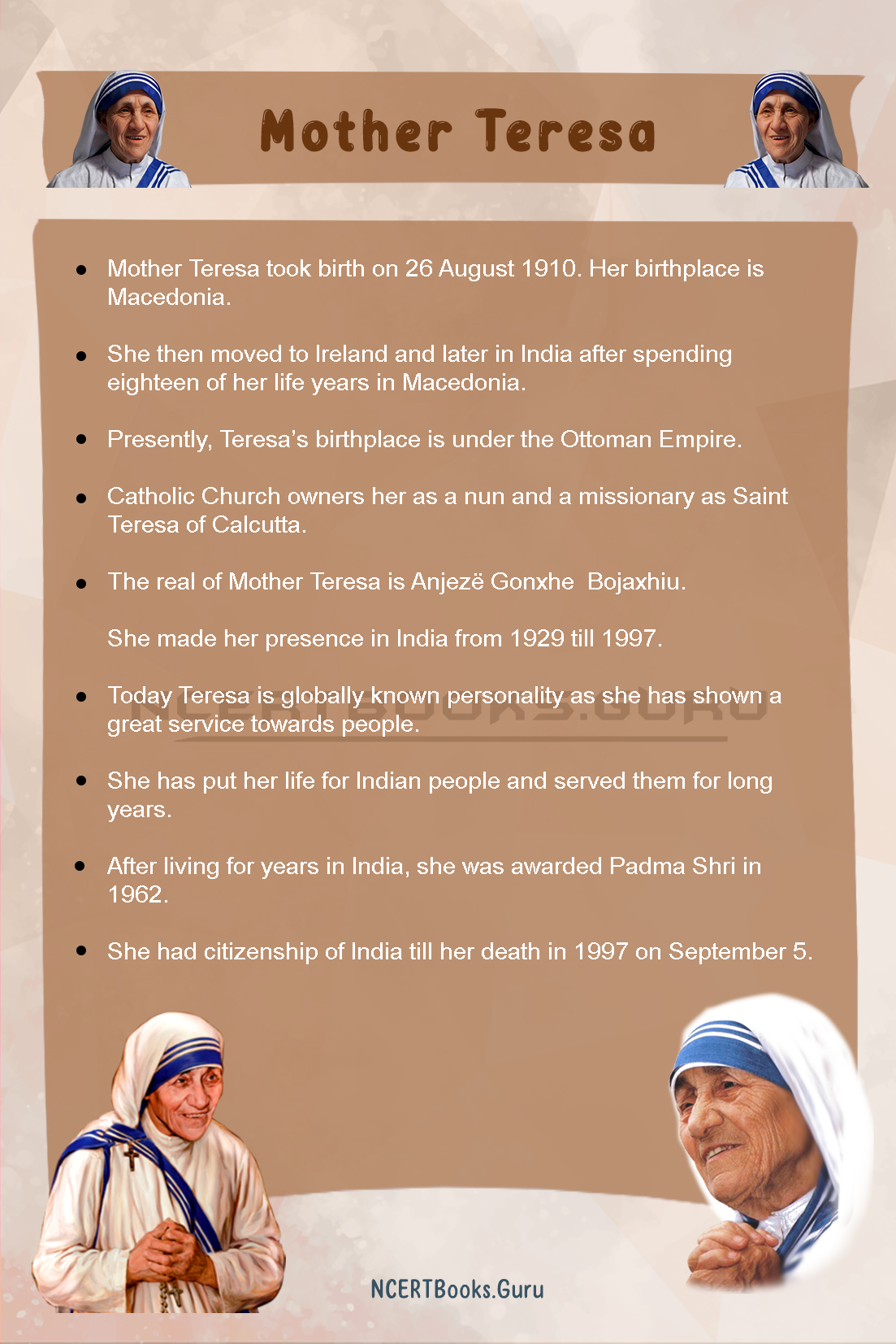 mother teresa biography short essay