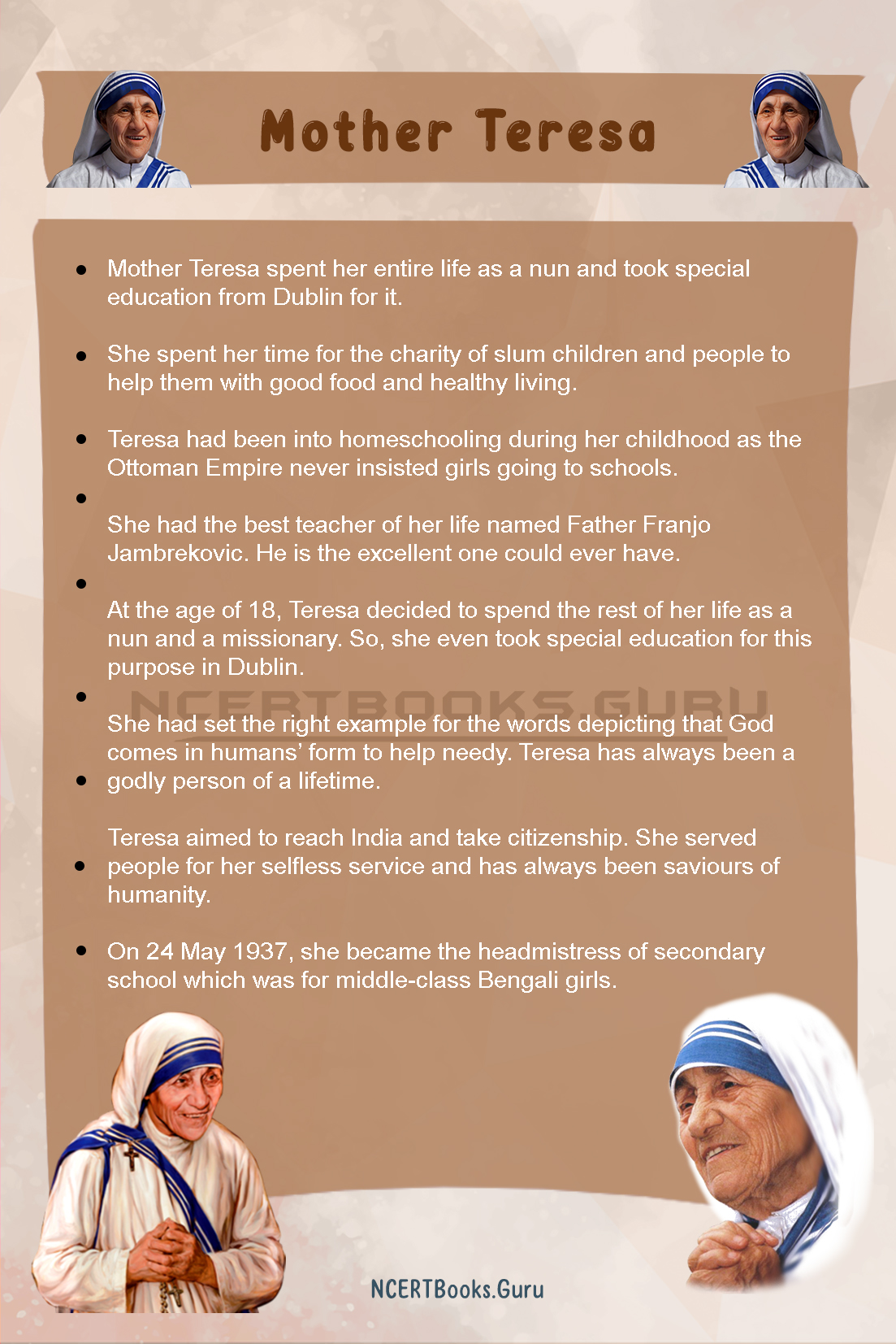 essay on mother teresa 10 lines