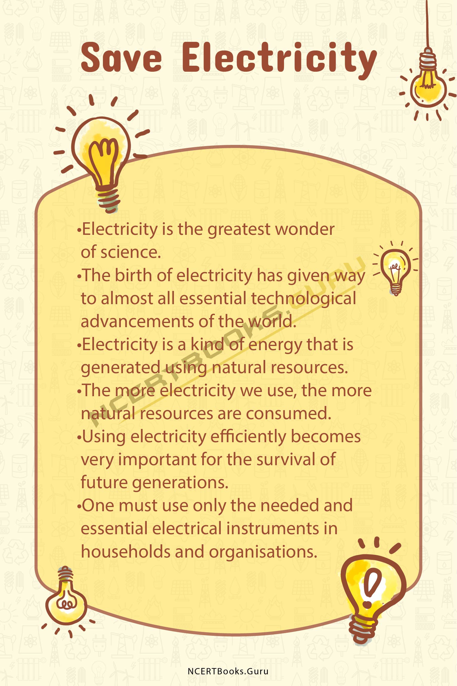 10 Lines on Save Electricity 1