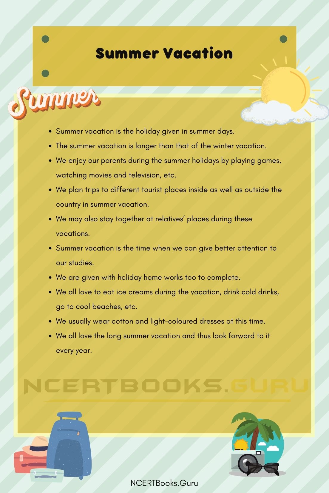 10 Lines on Summer Vacation 2