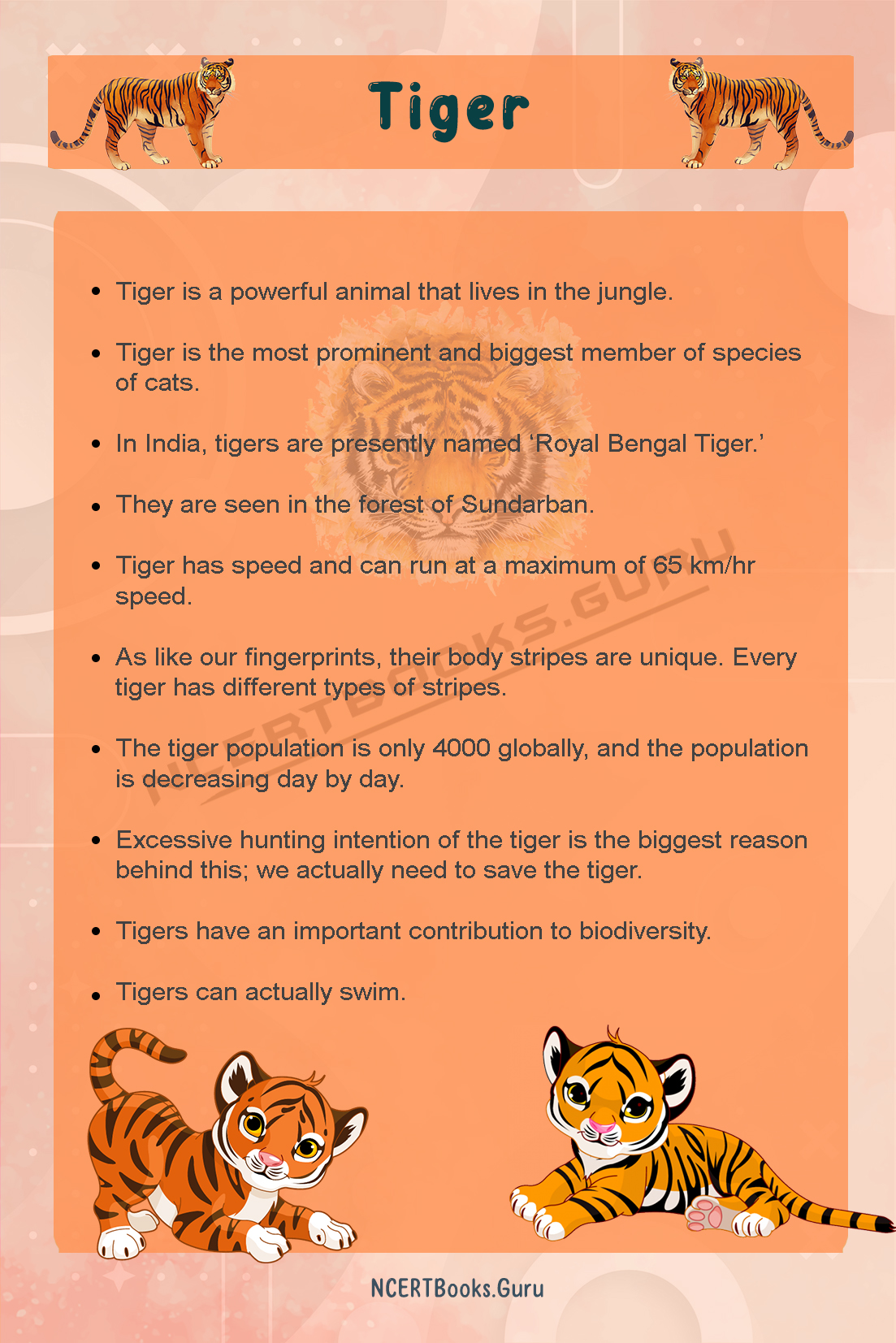 essay on tiger for nursery class