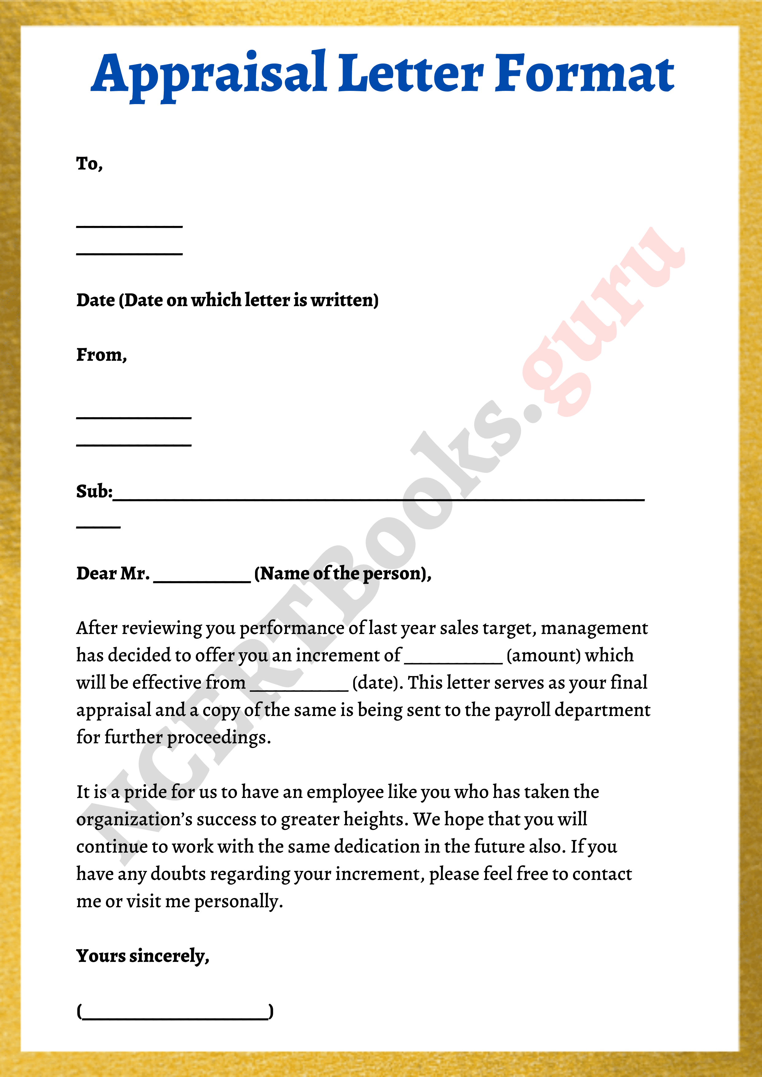 Appraisal Letter Format