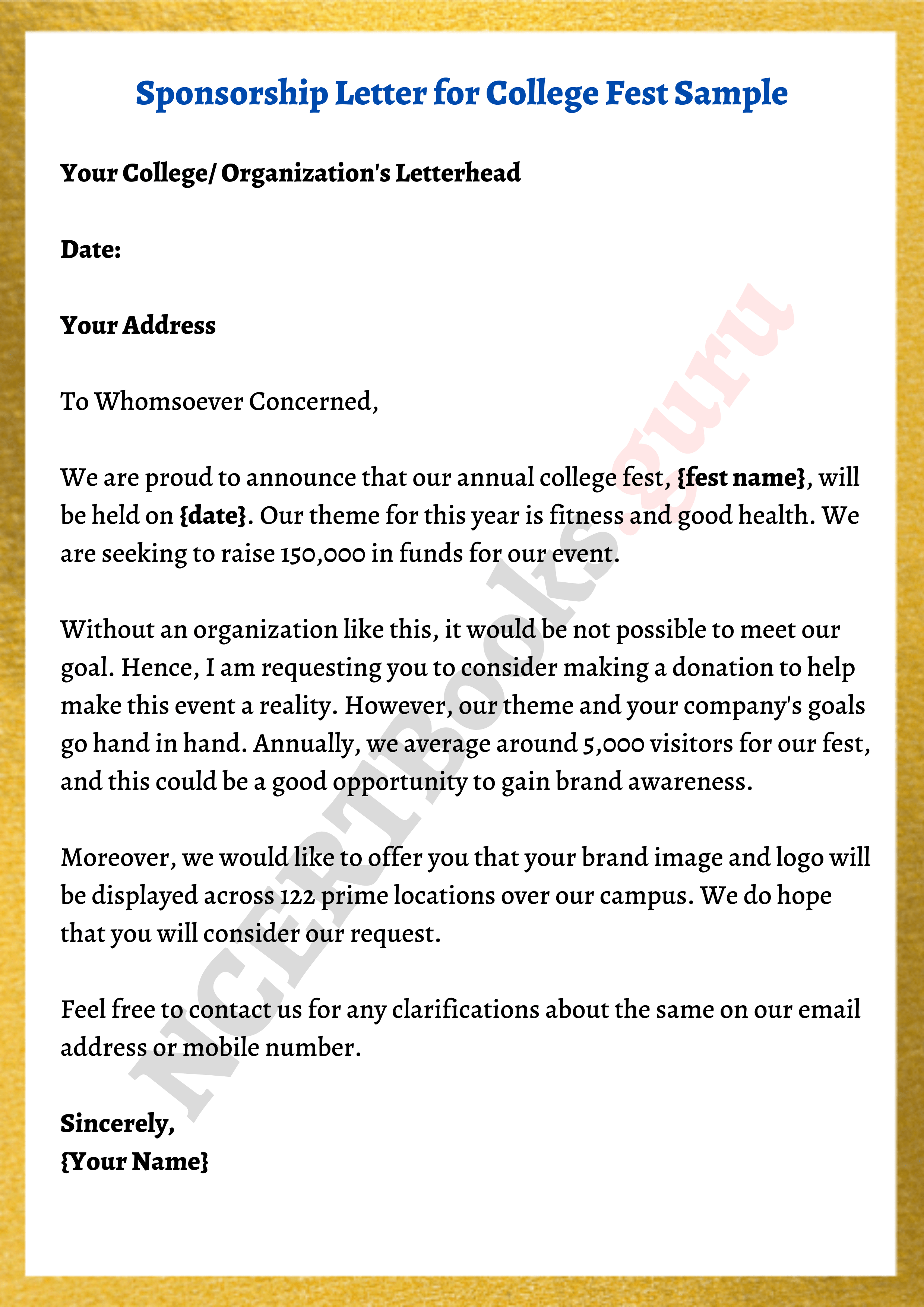 College fest sponsorship letter sample