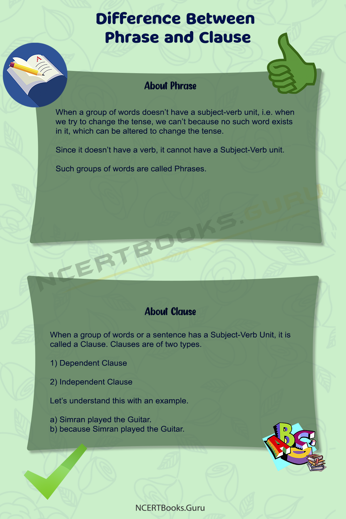 Difference Between Phrase and Clause 1