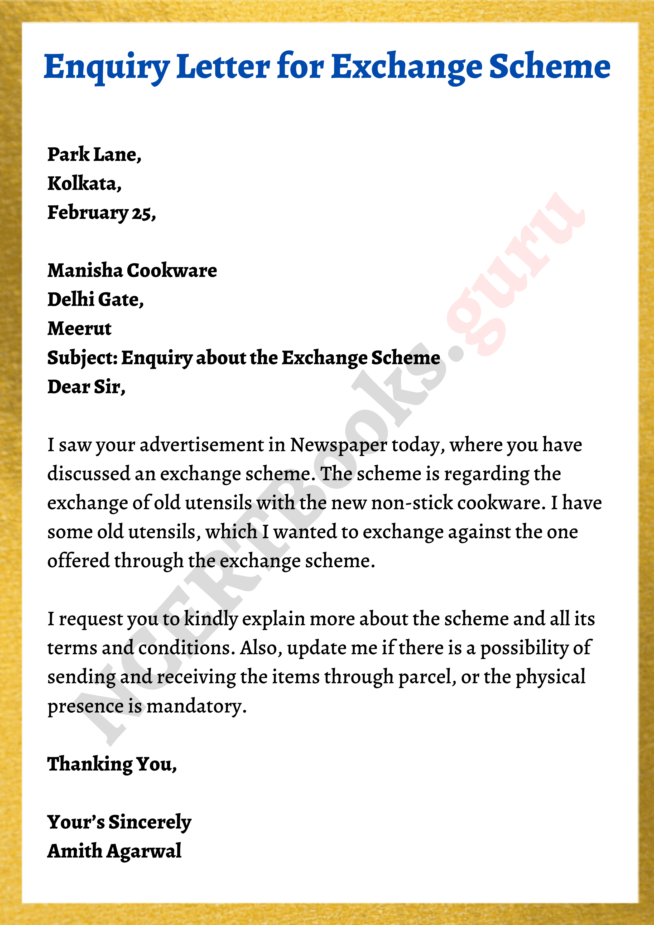 enquiry mail format