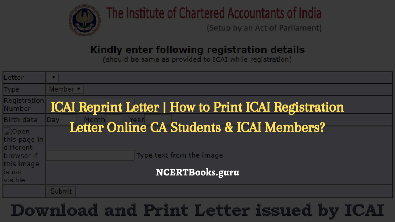 ICAI Reprint letter for ca students & members