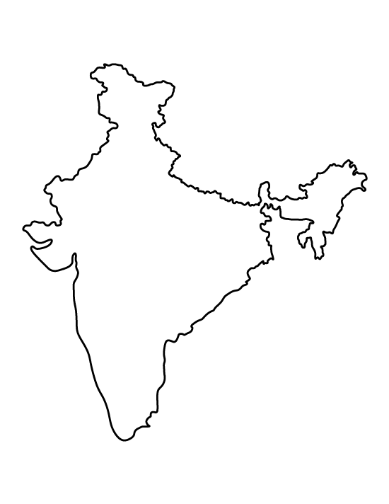 India Outline Map with States and Union Territories Printable India Map