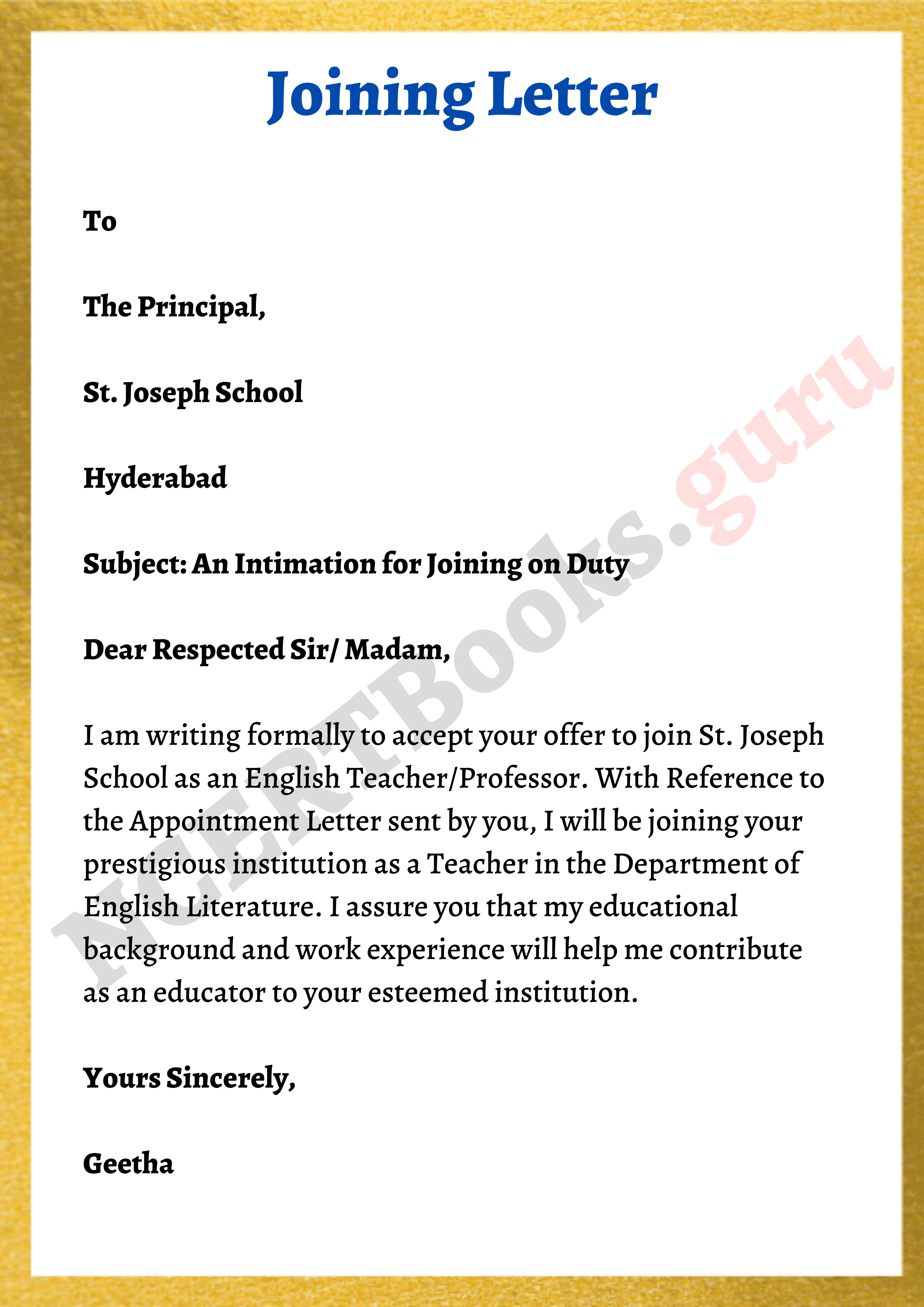 application letter for joining the college